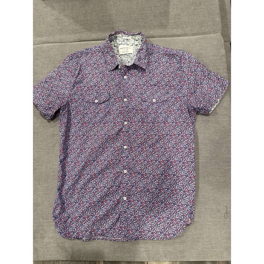 Mens Slim Fit spring Floral Button-Up Shirt Short Sleeve Size XL Coastal